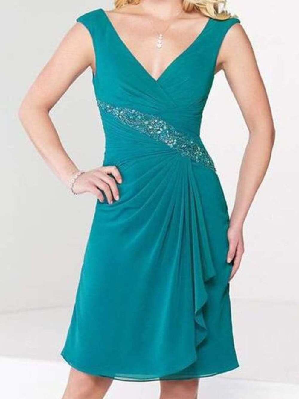 NWT Mon Cheri 215802 Chiffon  Cocktail Dress Green Size 6